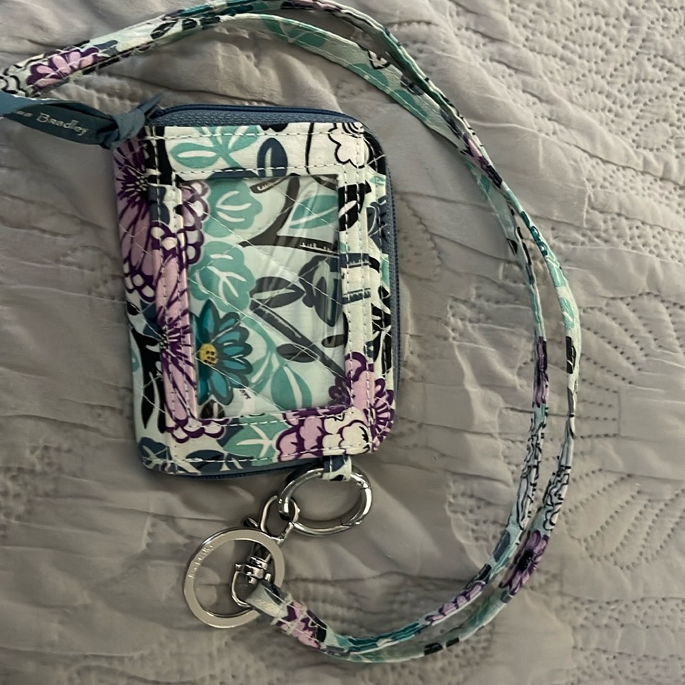 Vera Bradley zip around wallet with lanyard
